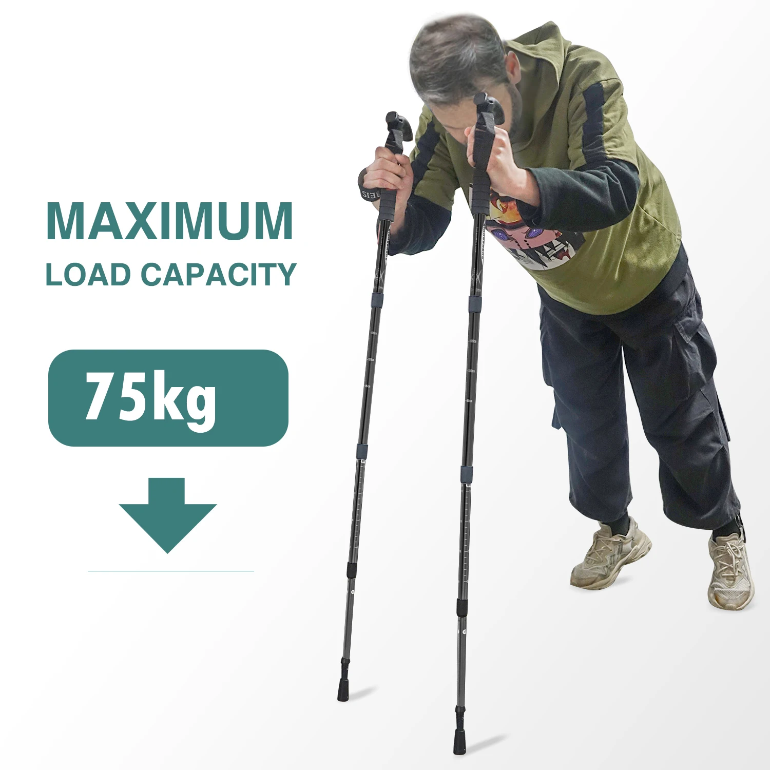 Trekking Pole Carbon - Outdoor Faltbarer Trekkingstock 4-teiliger Tragbarer Wanderstock