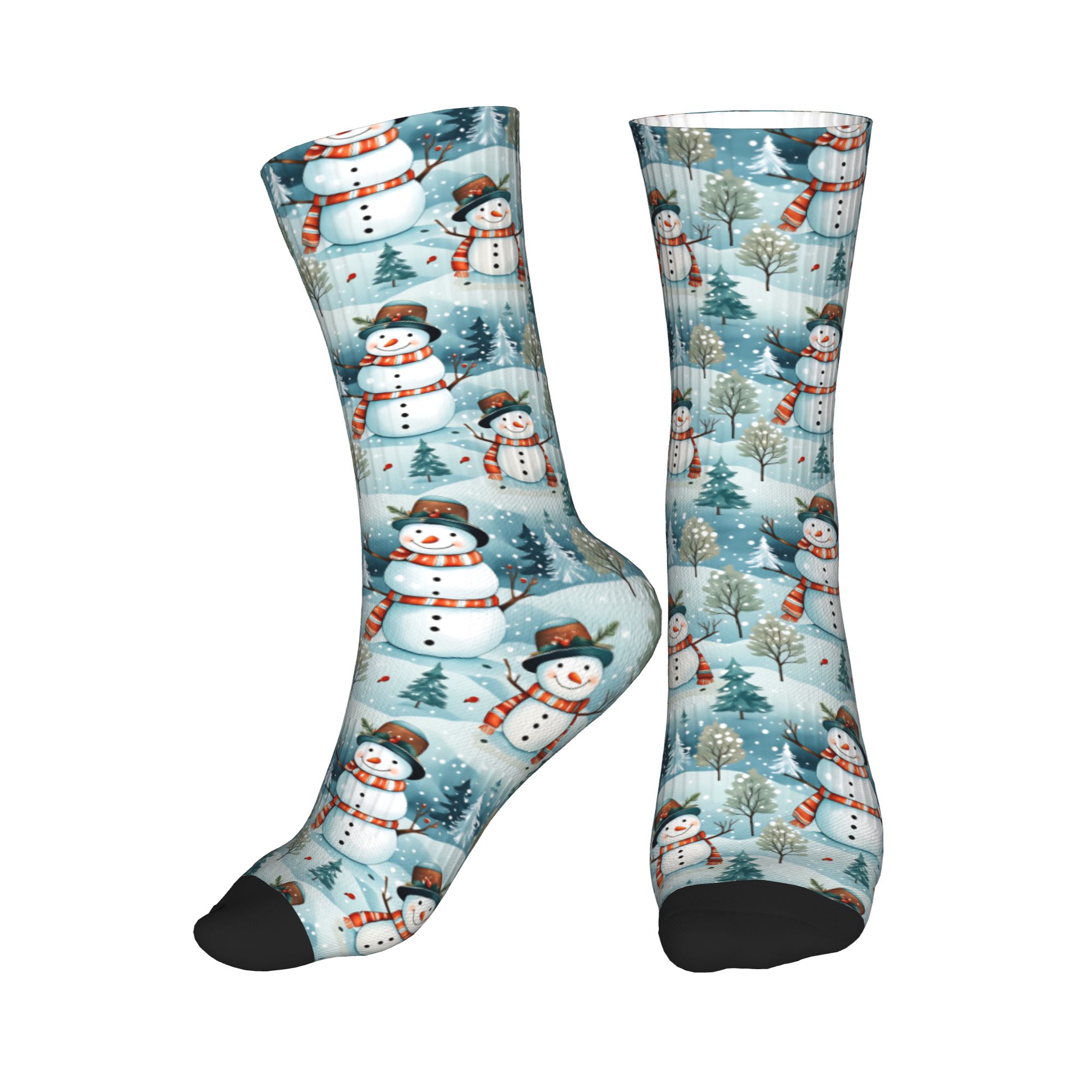 Sports Socks - Niedliche Socken mit Weihnachts-Schneemann-Muster für Damen