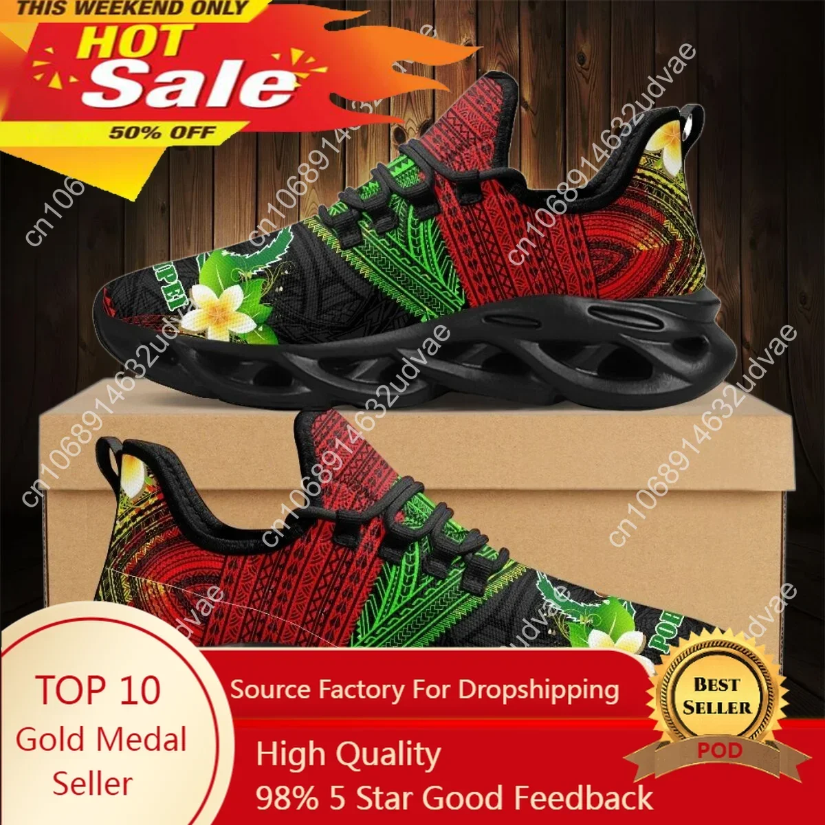Running Shoes Women - Polynesisches Pohnpei Plumeria Design Damen-Polsterschuhe mit
