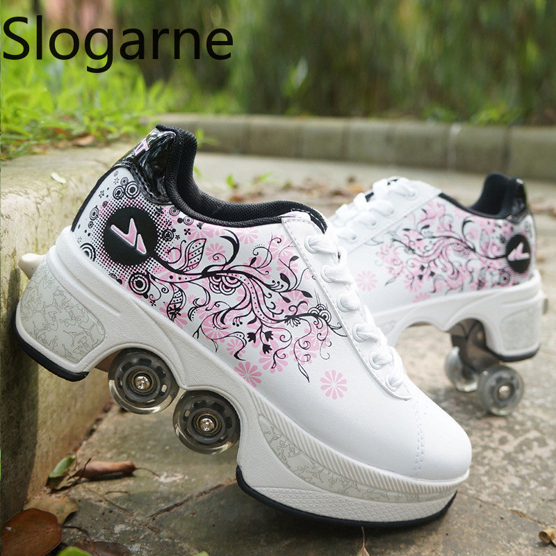 Running Shoes Men - Frauen 4-Räder Verformung Rollschuhe Schuhe Männer