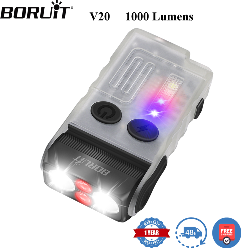 Running Headlamp - BORUiT V20 Fluoreszenz-Buzzer EDC LED-Schlüsselanhänger-Taschenlampe mit