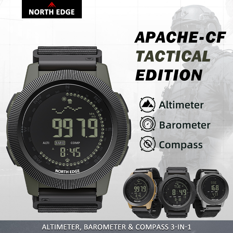 Running Watch - NORTH EDGE APACHE-CF Herren-Digitaluhr, Outdoor-Sportuhr, 50