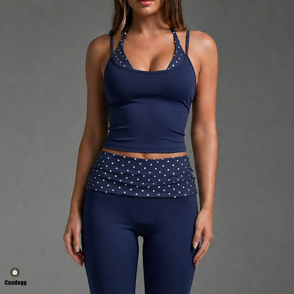 Running Belt - Polka Dot Damen Neckholder-Yoga-BH mit Trägern,