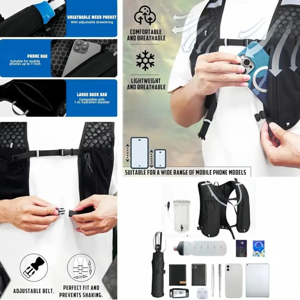 Hydration Vest - Wasserdichte Reflektierende Laufweste Verstellbare Multifunktionale Lauf-Hydrationsweste