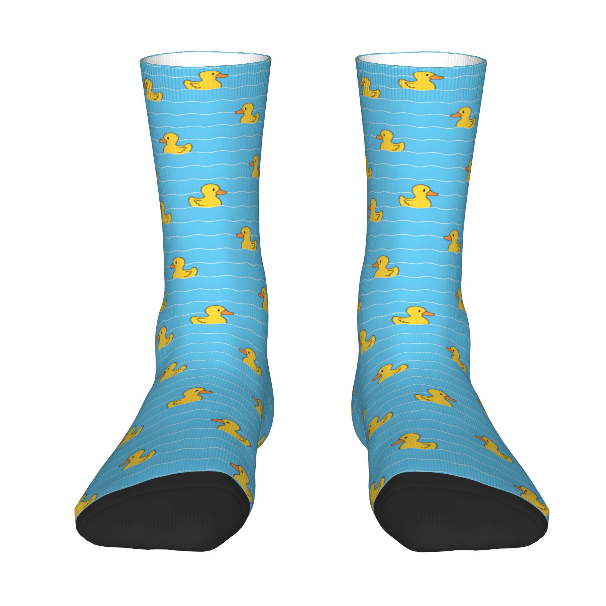 Sports Socks - Lustige Cartoon-Enten-Schwimmwellen-Muster Socken für Männer und