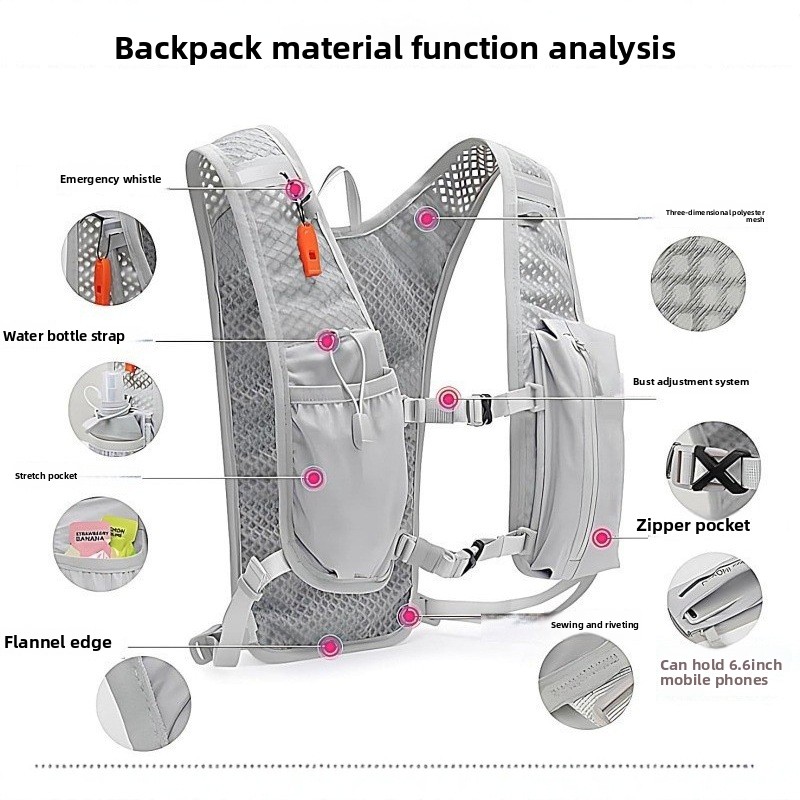 Hydration Vest - Lauf-Handytasche, Outdoor-Wandertasche, Fahrradtasche, leichte Sport-Aufbewahrungstasche, Wasserflaschentasche